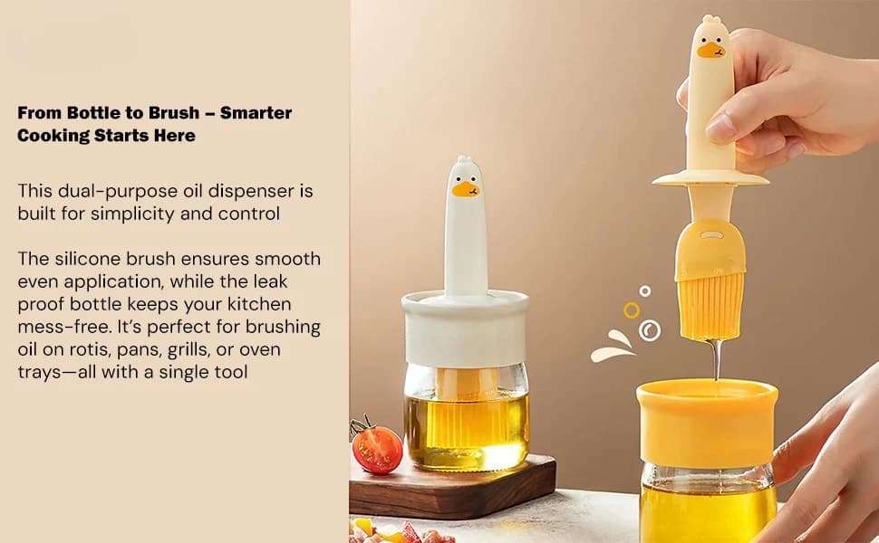 200ml Plastic 2 in 1 Oil Dispenser Bottle with Silicone Brush – Leakproof Kitchen Oil Bottle for Cooking, BBQ, Baking & Frying detail 2