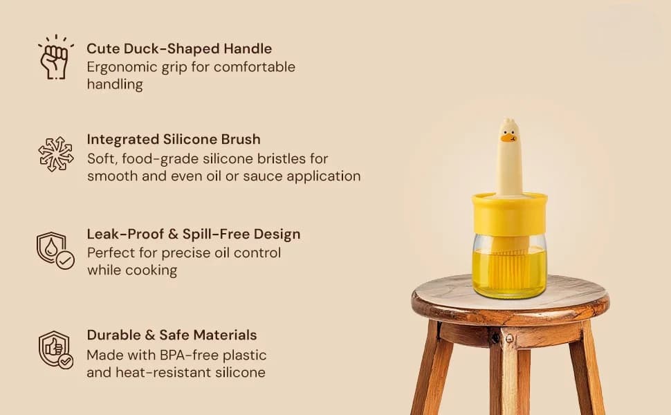 200ml Plastic 2 in 1 Oil Dispenser Bottle with Silicone Brush – Leakproof Kitchen Oil Bottle for Cooking, BBQ, Baking & Frying detail 4
