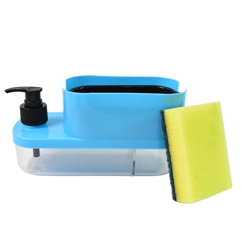 3-in-1 Kitchen Soap Dispenser with Sponge Holder & Liquid Dish Wash Pump – Kitchen Sink Organizer (Multicolor)