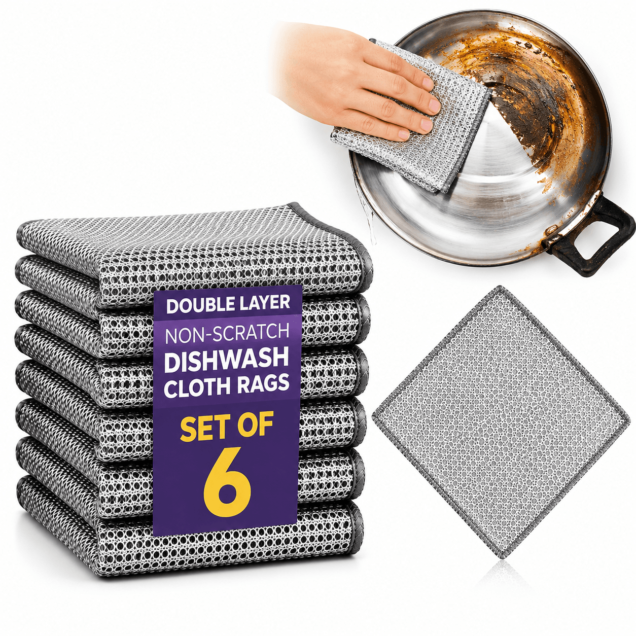 Multipurpose Non-Scratch Wire Dish Washing Cloth – Stainless Steel Scrubber for Dishes, Sinks, Counters & Kitchen Cleaning